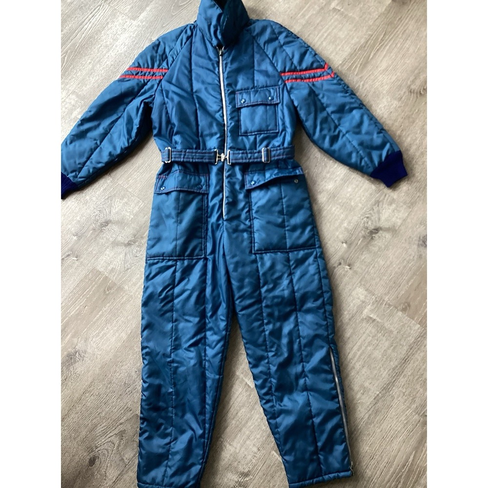 Vintage Youth JC PENNEY Snowmobile Suit Size Teens 20 Snow Navy Blue Full Body